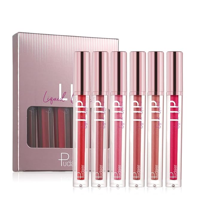 6-Color Lip Glaze Set, Matte Cream Lipstick, Pearlescent Glaze
