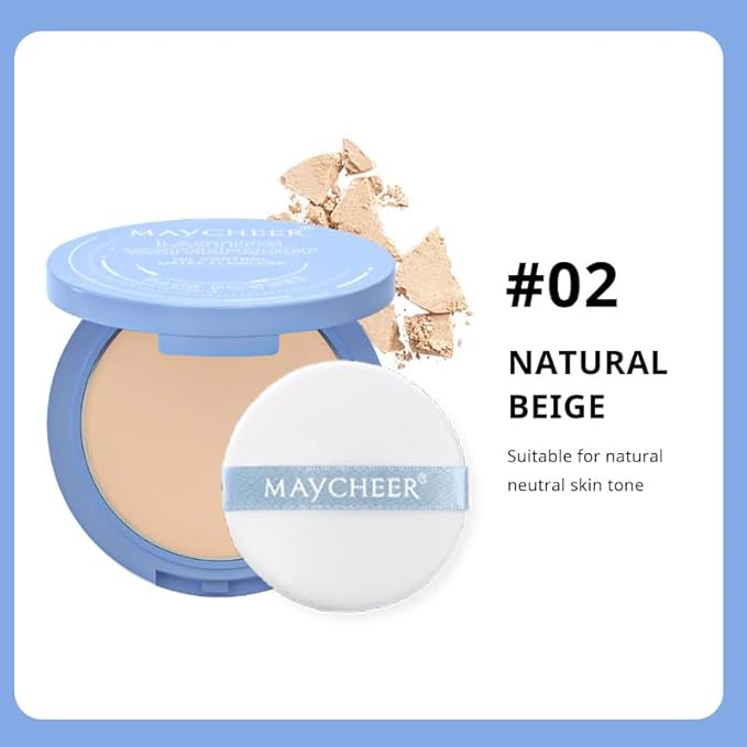 Oil Control Face Pressed Powder, Matte and Smooth Translucent Powder Setting Powder Makeup, Waterproof Long Lasting Finishing Face Powder, Cruelty-free(#02 NATURAL BEIGE)