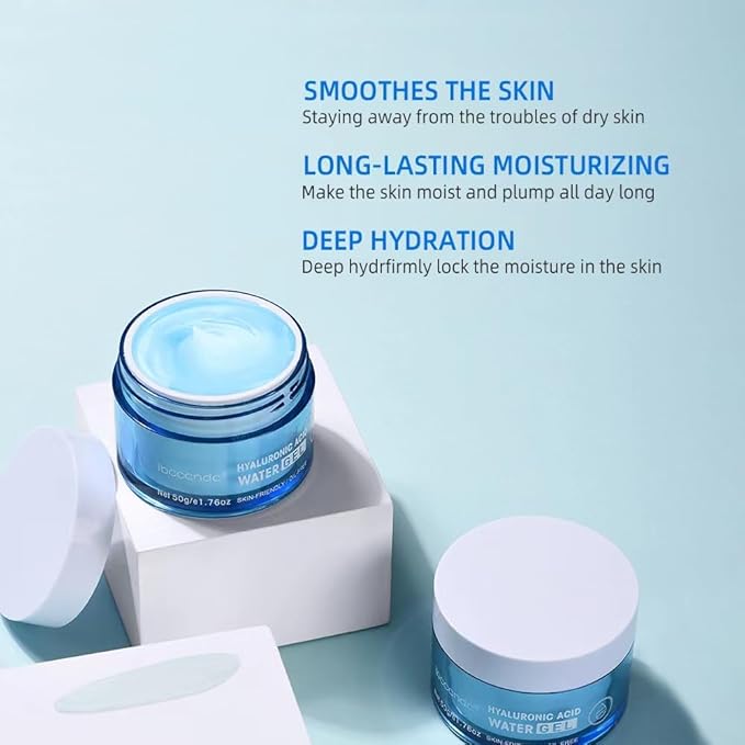 Hydro Boost Hyaluronic Acid Moisturizing Water Gel, Face Moisturizer for Oil Skin, Lightweight and Long lasting Moisturizer-1.76Oz (blue)