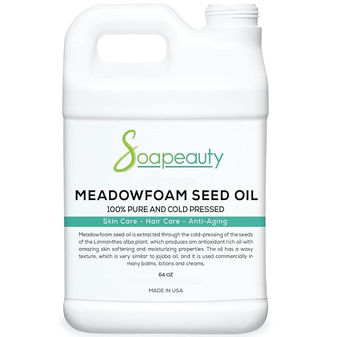 Soapeauty MEADOWFOAM SEED OIL Cold Pressed Unrefined | 100% Pure Natural Meadowfoam Seed Oil for Face & Hair | Moisturizer for Skin, Promotes Hair Growth, Balms | 64 fl oz