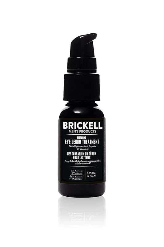 Brickell Men's Dark Circle Under Eye Treatment Serum For Men, Natural and Organic Eye Gel to Firm Men's Wrinkles, Reduce Dark Bags Under Eyes, and Promote Youthful Skin, 0.65 Ounce, Unscented