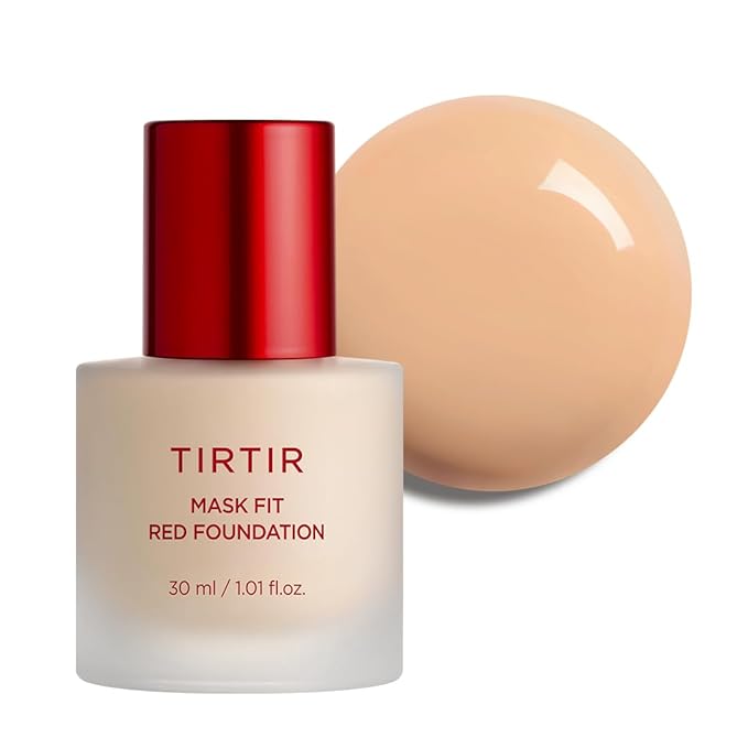 TIRTIR Mask Fit Red FoundationㅣLong Lasting Flawless Coverage, Energy Essence, Lightweight, Hydrating, Pore-Blurring, Breathable Satin Finish, Makeup, Radiant Skin, #23N Sand, 1.01 Fl Oz