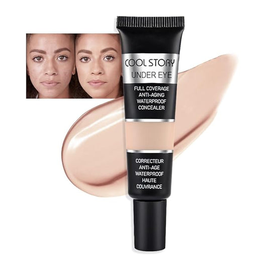 Kaely under Eye Concealer Full Coverage,Waterproof Concealer for Dark Circles,Puffiness,Redness,Cream Foundation Eye Brightener Serum,Color corrector de ojeras,Anti Aging,Natural Matte Finish,Medium