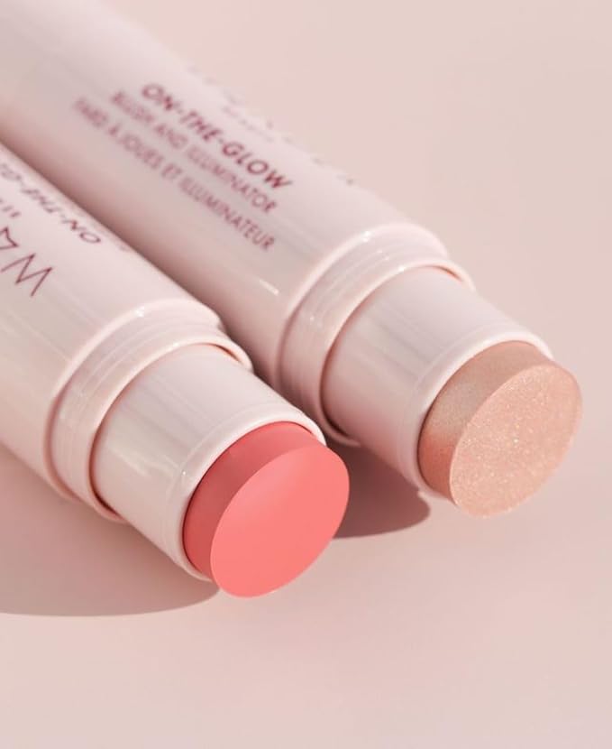 Wander Beauty On-the-Glow Blush and Illuminator - Coral Rose/Nude Glow - 7-in-1 Hydrating Cream Blush & Highlighting Stick - Stick Blush for Cheeks, Lip, & Body - Highlighter Makeup & Blush - 0.4 oz