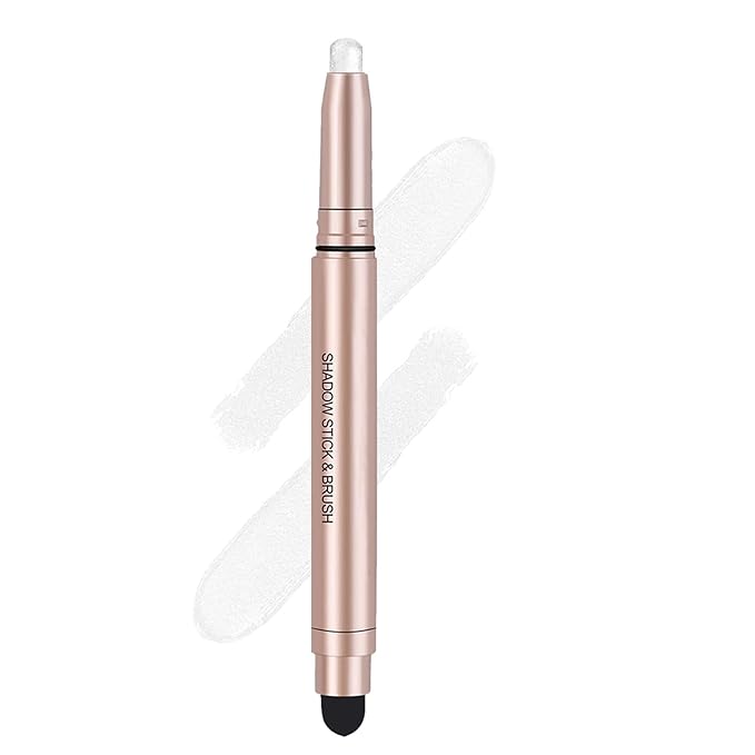 White Cream Eyeshadow Stick, Single Shimmer Eyeshadow Pencil, Waterproof Long Lasting Eye Shadow Stick Makeup, Hypoallergenic High Pigmented Eye Highlighter Pen Create Multi-Dimensional Eyes Look 01#