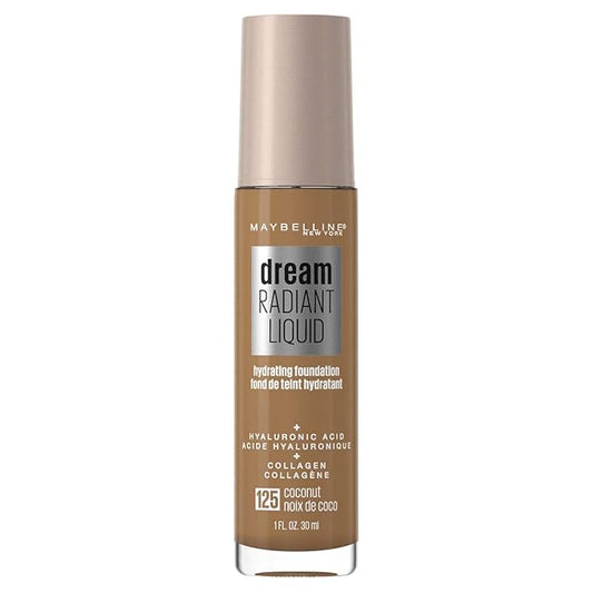 Maybelline Dream Radiant Liquid Medium Coverage Hydrating Makeup, Lightweight Liquid Foundation, Coconut, 1 Count