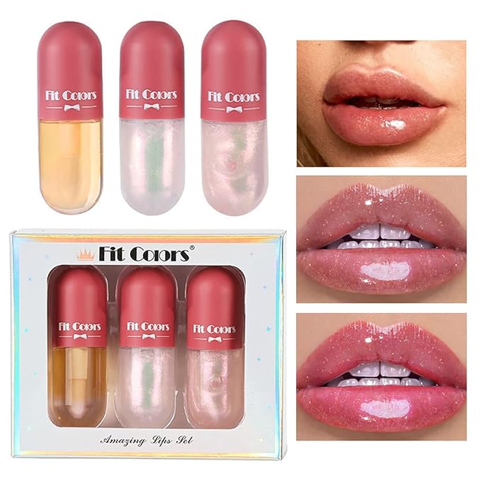3 Color Pearlescent Lip Oil Hydrating Tinted Plump Hydrating