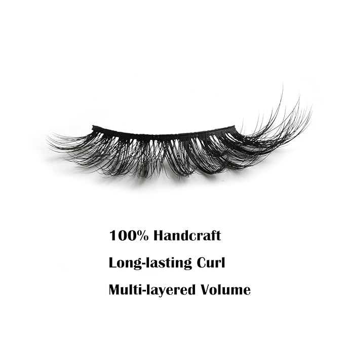 SUNWELL False Eyelashes 16mm Mink Lashes Cat Eye Faux Mink Lashes 8D Fluffy Strip Lashes Soft Wispy Luxury Volume Fake Eyelashes 10 Pairs Pack