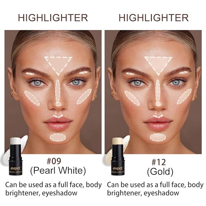 evpct 2Pcs Face Cream Makeup Highlighter Highlight Contour