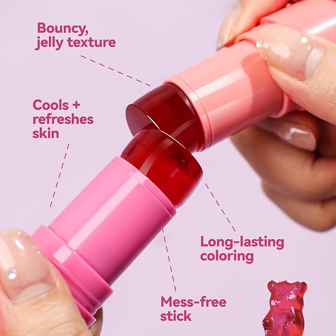 Milk Jelly Blush, Sheer Lip & Cheek Stain, Milk Cooling Water Jelly Tint, Buildable Watercolor Finish, Long Lasting Milk Jelly Blush Stick, Face Blushes, Lip Gloss for All Skin Tones, 03