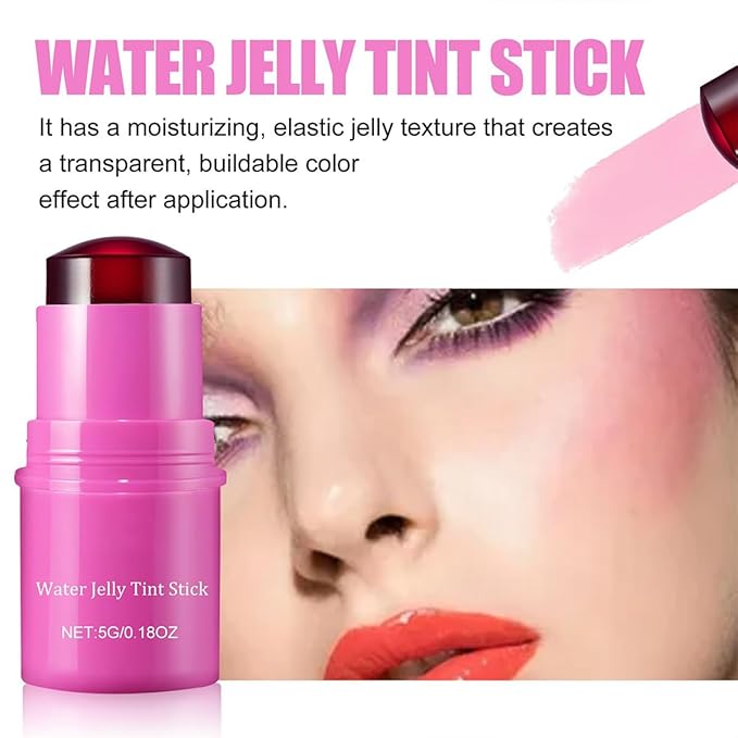Milk Cooling Water Jelly Tint Blush Stick Face Makeup, Sheer Lip & Cheek Stain, Buildable Watercolor Finish,Vegan, Cruelty Free - 0.18 fl oz (BERRY)