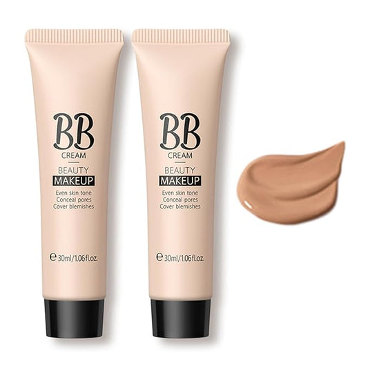 KWOLYKIM 2PCS Hydrating Makeup BB Cream, Tinted Moisturizer Face Makeup BB Cream Foundation Waterproof Concealer Brighten Color Correcting Cream Nude Makeup Long Lasting for All Skin(Deep)