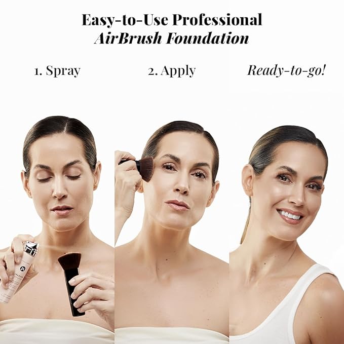 MagicMinerals AirBrush Foundation by Jerome Alexander – 2pc Set with Airbrush Foundation and Kabuki Brush - Spray Makeup with Anti-aging Ingredients for Smooth Radiant Skin - Dark Espresso