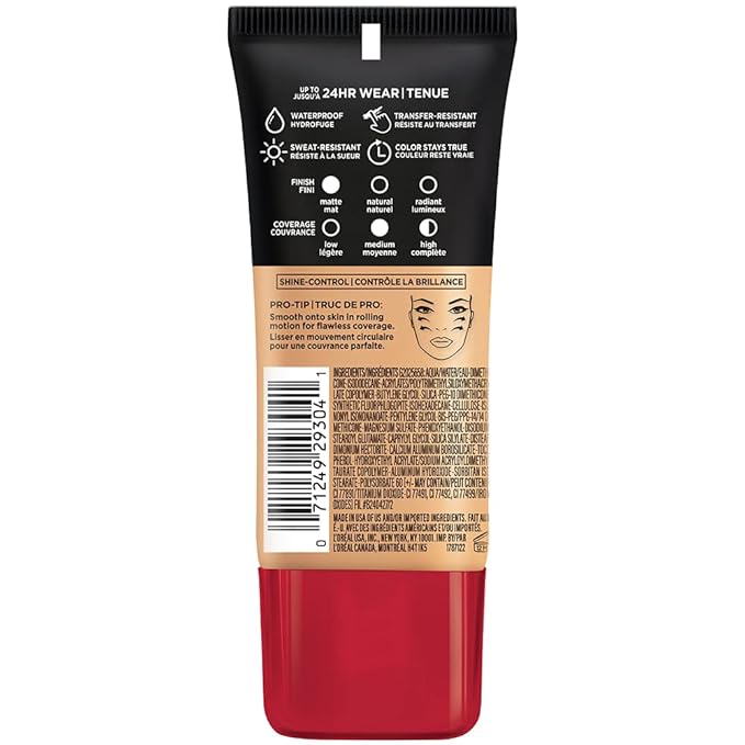 L'Oreal Paris Makeup Infallible Pro-Matte Liquid Longwear Foundation, 105 Natural Beige, 1 fl; oz.