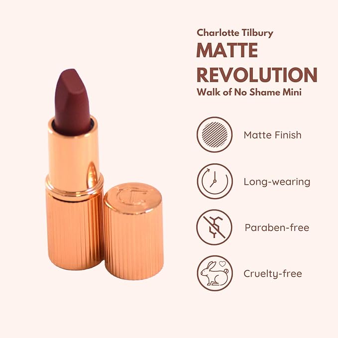 CHARLOTTE TILBURY Matte Revolution Luminous Modern-Matte Long-Lasting Lipstick Mini Travel Size Charm - Walk Of No Shame