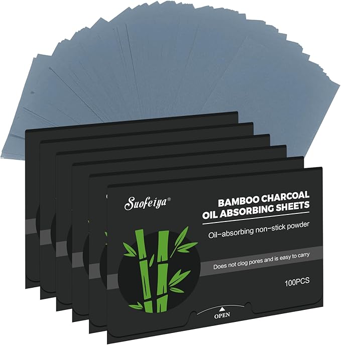 Natural Bamboo Charcoal Oil Absorbing Tissues - 6pk/600