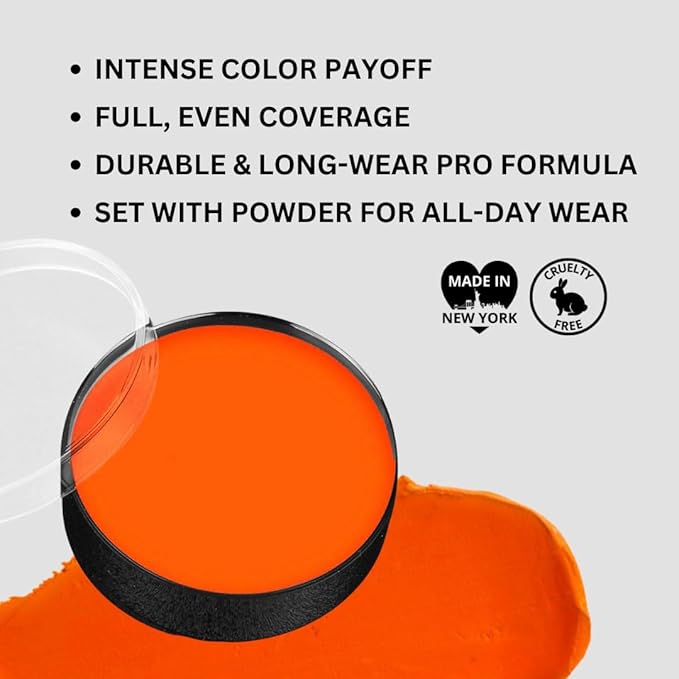 Mehron Makeup Color Cups | Stage, Foundation, Face Paint, Body Paint, Halloween | Face Paint Makeup | Greasepaint .5 oz (14 g) (Orange)