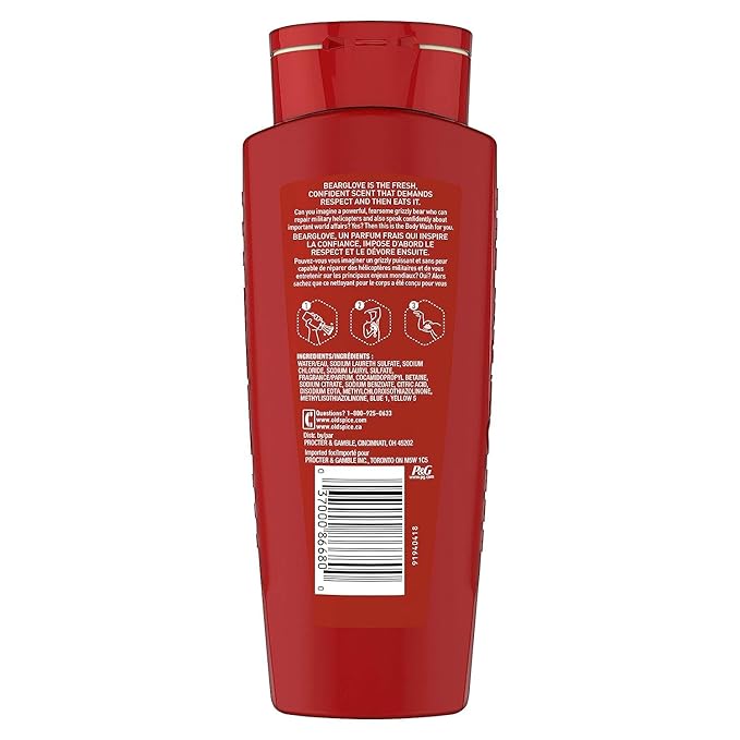 Old Spice Wild Bearglove Scent Body Wash for Men, Red 16 Oz, Packaging may vary Red