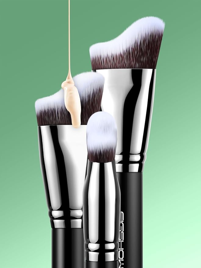 EIGSHOW Foundation Brush with Wave Shaped Head for Liquid, Cream, Powder Blending Cheekbones Jawline, Large Premium Dense Synthetic Bristles (F659)