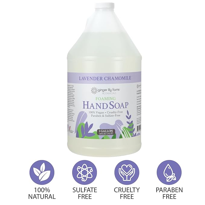 Ginger Lily Farms Botanicals All-Purpose Foaming Hand Soap Refill, 100% Vegan & Cruelty-Free, Lavender Chamomile Scent, 1 Gallon (128 Fl Oz)