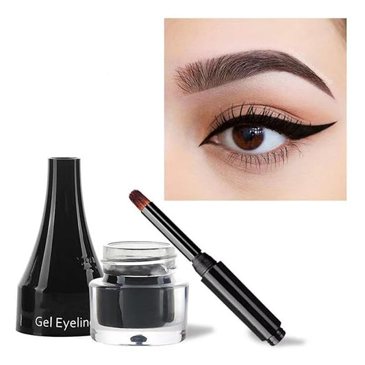 MAEPEOR Gel Eyeliner 10 Colors Smooth Cream Matte Eyeliner Gel Longlasting Waterproof and Smudgeproof High Pigment Eyeliner with Brush (02 Black)