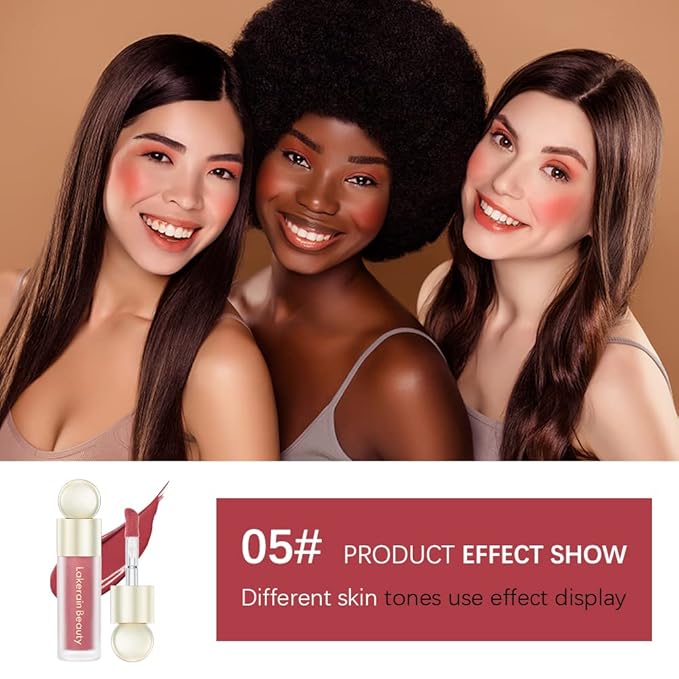 Liquid Blush For Cheeks, Soft Velvet Cream Blush Face Blush Makeup, Pink Blush Red Blush Skin Tint, Natural-Looking Makeup Blush Stick, Waterproof Dewy Cheek Tint, Lightweight Blush Makeup (5#)