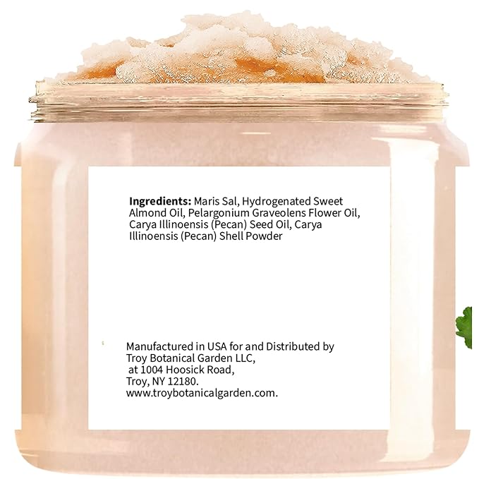 Geranium + Pecan Body & Foot Scrub 10 oz - a refreshing exfoliating experience, leaving your skin feeling smooth, soft, and revitalized - The best stocking stuffer.
