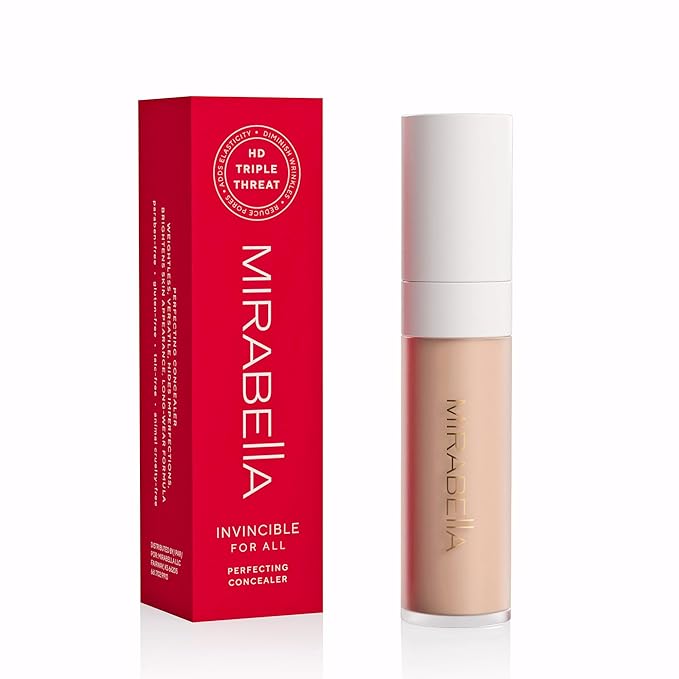 Mirabella Invincible For All Perfecting Under Eye Concealer Full Coverage - Hydrating Makeup Concealer for Dark Circles, Fine Lines & Wrinkles w/Hyaluronic Acid - Deep D230