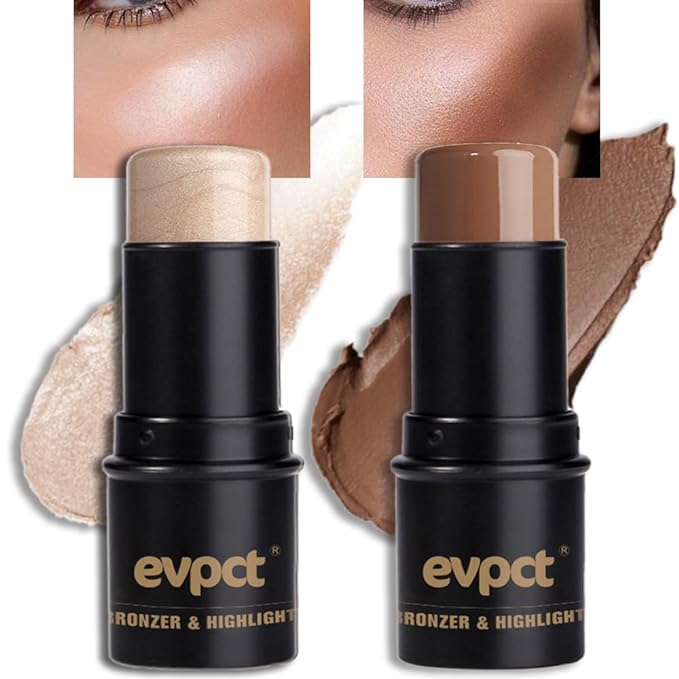 evpct 2Pcs Face Cream Contour Bronzer Sticks Makeup