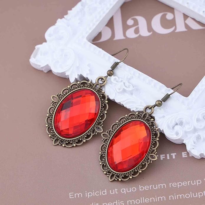 Vintage Black Crystal Drop Earrings Oval Onyx Dangle Earrings Large Onyx Stud Earrings Black Gem Hook Earrings Jewelry for Women and Girls