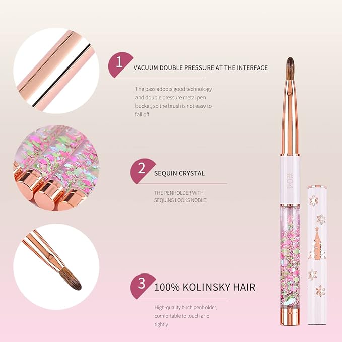 Acrylic Nail Brush Size 4,KEMEISI 100% Pure Kolinsky Nail Art Brushes Sturdy Handle Oval Shaped Acrylic Powder Nail Design Tools for Professional Manicure DIY Home Salon (White)