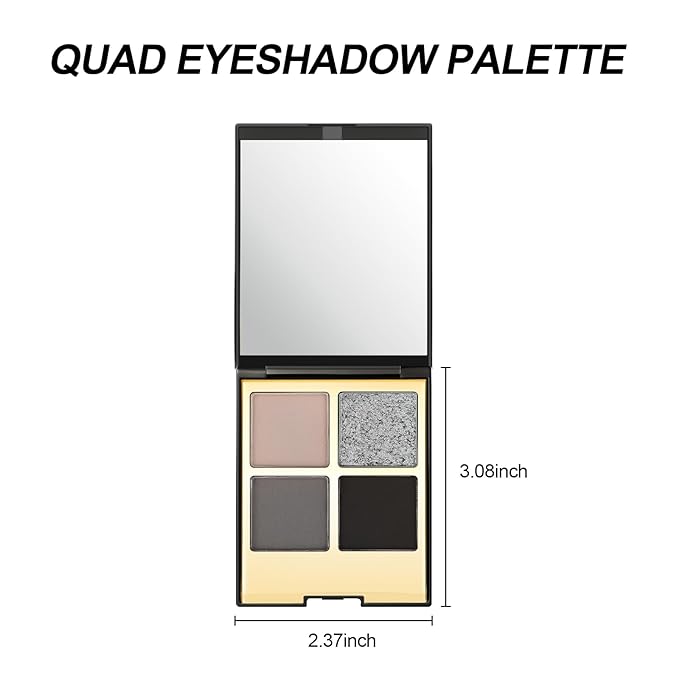 Erinde 4 Colors Eyeshadow Palette Eye Shadow Makeup, Matte Shimmer Metallic Off-white Light brown Peach Bronze Nude Neutral Eyeshadow, Long Wearing, Pigmented Blendable, Quad Eye Shadow Palette, 06