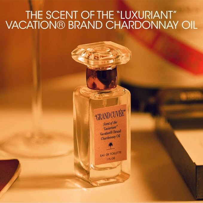 VACATION “GRAND CUVÉE” Eau de Toilette Sunscreen, Amber Vanilla Perfume for Women & Men, Unisex Summer Scent with Argan, Peach, Cedarwood & Vanilla Bean, 1 Fl. Oz.