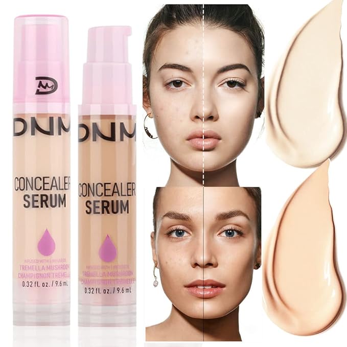 2Pcs Hydrating Liquid Concealer Serum for Women,Lightweight Warm
