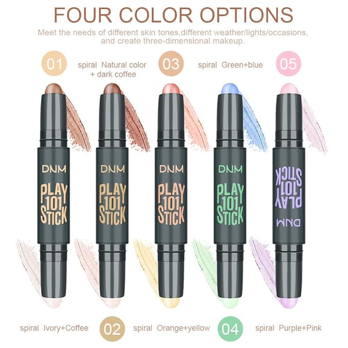 evpct 5Pcs 2In1 Face Cream Makeup Highlighter Highlight