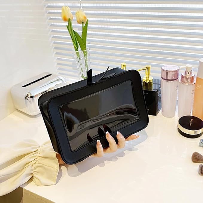 Clear Makeup Bag Small, TSA Approved Portable Toiletry Bag with Zipper Cosmetic Travel Bag Makeup Organizer Case Mini Makeup Pouch for Purse Car Organizer Bag for Women Men