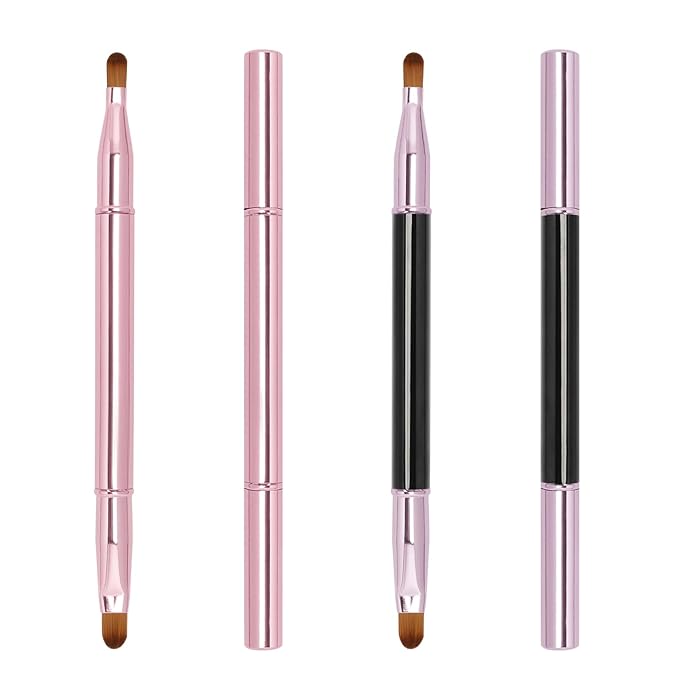 Unaone 2 Pack Lip Brush for Lipstick, Dual-Ended Lip Makeup Brush with Lid, Lipstick Brush for Lip Gloss
