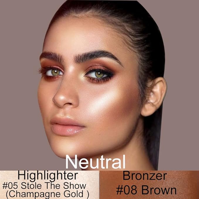 evpct 2Pcs Face Cream Contour Sticks Makeup Highlighter Highlight Brown Creme Cheek Contour Sticks contorno en crema Bronzer Bronzing Foundation Stick Kit Powder Shadow Shading Face Contour 05&08