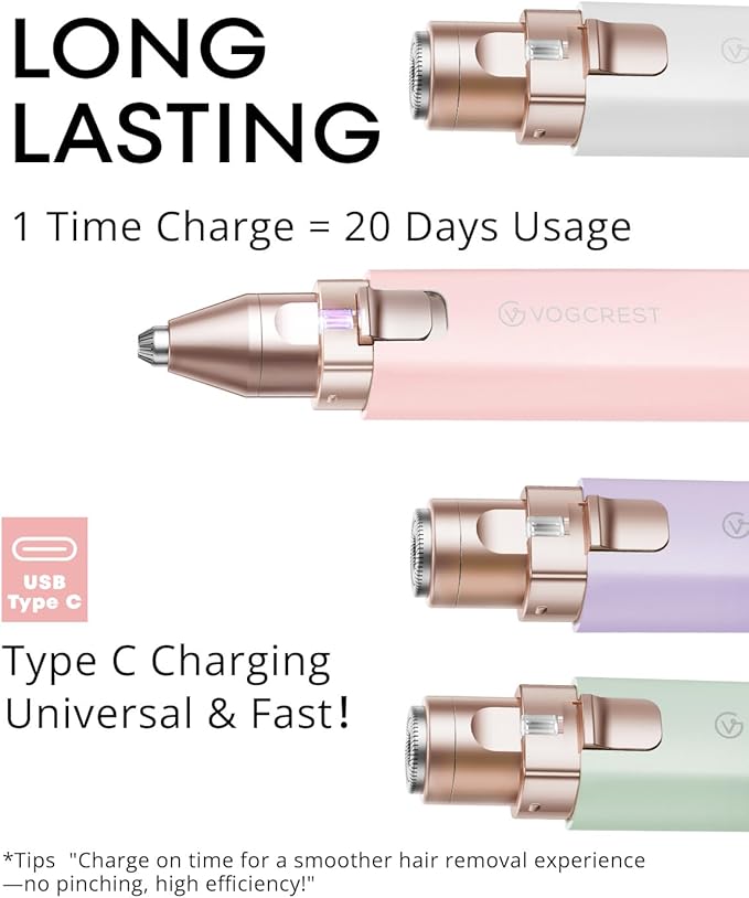 Painless Rechargeable Eyebrow Hair Trimmer: A 2-in-1 Eyebrow Trimmer for women for shaping eyebrows and gently removing unwanted hair from the face chin neck upper lip including peach fuzz