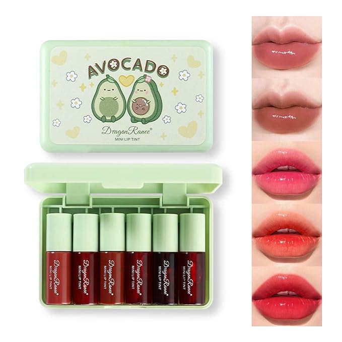 6 Colors Lip Tint Stain Set,Korean Velvet Water Lip