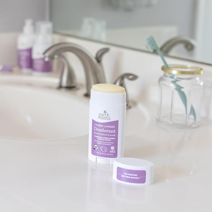 Earth Mama Calming Lavender Deodorant | Safe for Sensitive Skin, Pregnancy and Breastfeeding, Contains Organic Lavender, Calendula and Coconut Oil, No Baking Soda or Aluminum, 2.65-Ounce