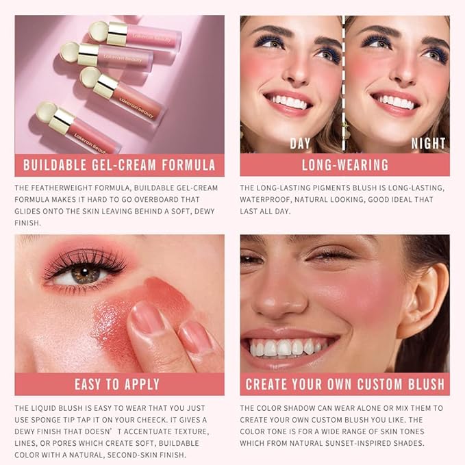 Velvet Liquid Blush, Natural Matte Finish Looking, Dewy Cheek Tint, Soft Cream Face Blush,Moisturizing Lightweight Blendable Feel,Long-Lasting 0.25 oz/7.5ml - 02#