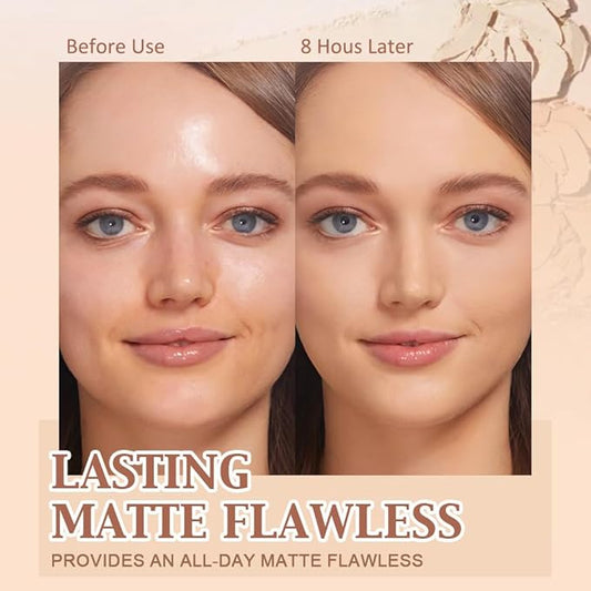 Oil Control Matte Perfection Face Pressed Powder,Matte Smooth Flawless Setting Powder Makeup,Polvo Compacto De Maquillaje,Waterproof Long Lasting, Cruelty Free, 0.35Oz(245 Radiant Honey, 1)