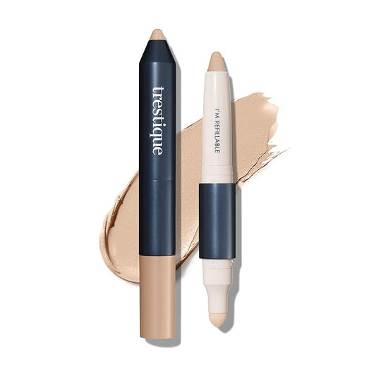 Trestique Concealer Crayon, Refillable Makeup Concealer With Built-In Blending Sponge, Sustainable Under Eye Concealer, Clean Beauty Concealer Makeup
