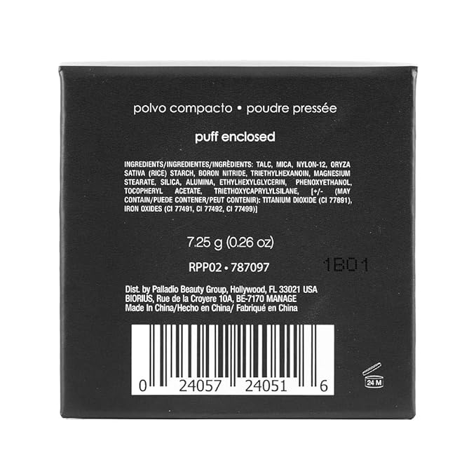 Palladio, Pressed Rice Powder with Mirror Mattifying Makeup Setting that Lasts All Day Instantly Absorbs Oil Works alone or with makeup, Translucent, 0.26 Ounce