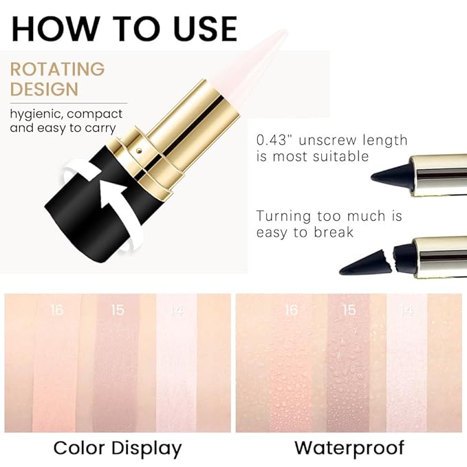 Kaely Quartz Queen White Gel Eyeliner Pencil, Natural Cream Eye Liner Waterproof Smudge Proof, Matte Waterline Eyeliner Eyeshadow Stick, Brighten Eye Makeup, Vegan & Cruelty-Free, 14