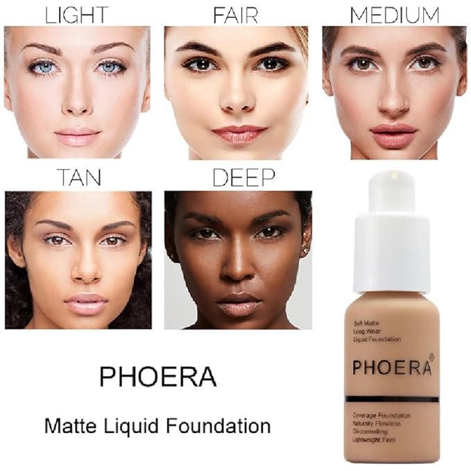 2 Pack PHOERA Foundation 102# Nude 103# Warm Foundation Makeup.