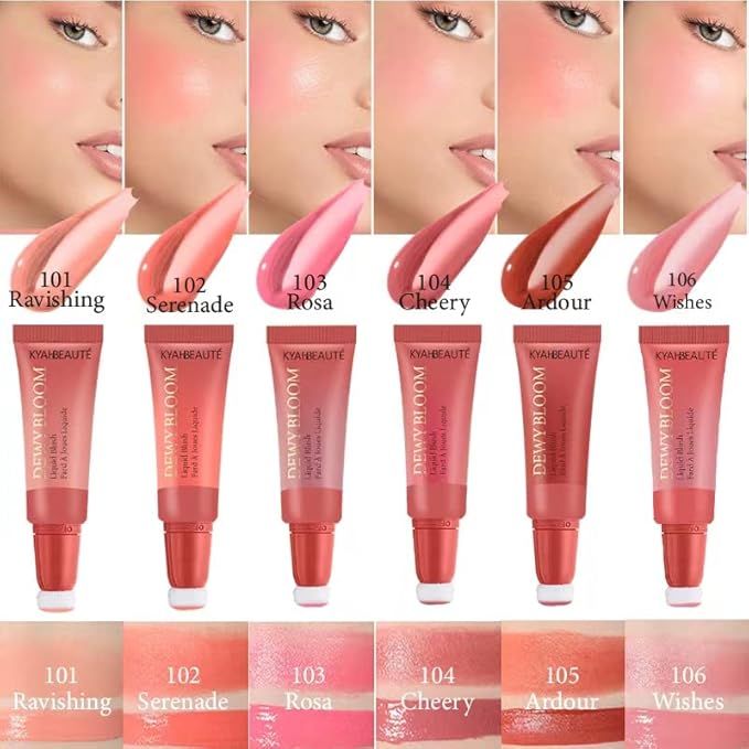 Blush Beauty Wand, Liquid Blush Contour Wand with Cushion Applicator, Smooth Cream Blush Wand Natural Matte Finish, Lightweight Blendable Blush Stick Makeup for Cheek,106 Peach Pink