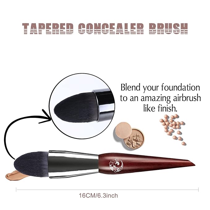 ENERGY Concealer Brush,Tapered Kabuki Foundation Makeup Brush for Under Eye Concealing Blending Liquid Cream Setting Powder Make Up for Full Coverage Cosmetic Applicator Soft Dense Makeup Tool