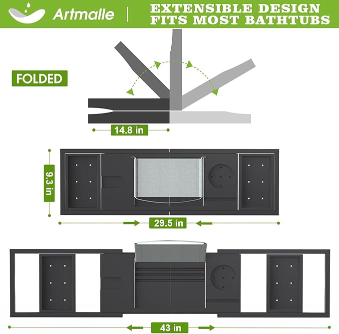 Artmalle bathtub caddy tray -